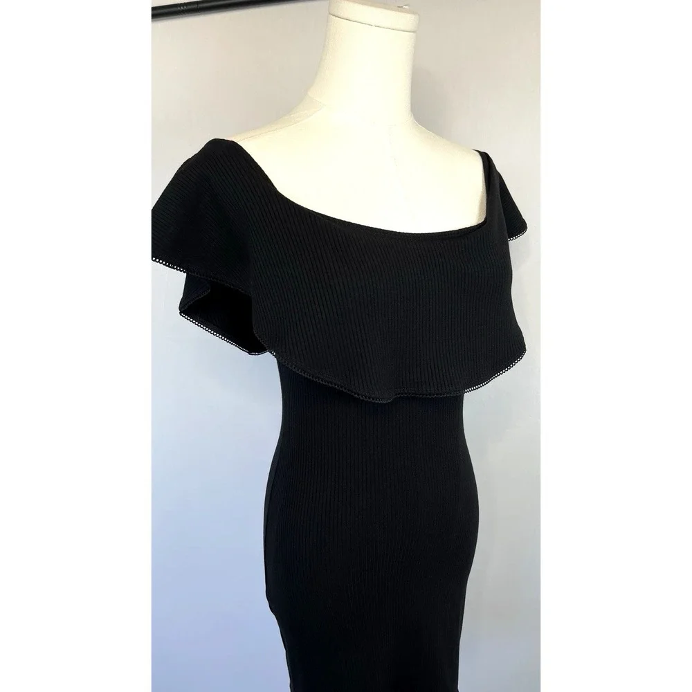 Reformation Womens Off The Shoulder‎ Mini Bardot Dress Size S Black Stretch